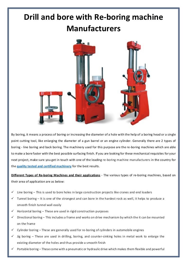 Boring Machines: Specifications, Manufacturers 65 Boring Machines: Specifications, Manufacturers 47